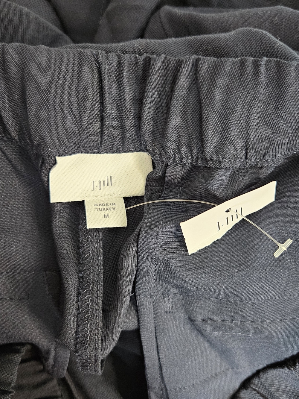 J Jill Navy Elastic-Waist Casual Wide Leg Cropped Lyocell Pants Size Medium - Picture 5 of 7